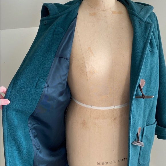 Eddie Bauer Green Wool Long Coat with Hood - Picture 2 of 6